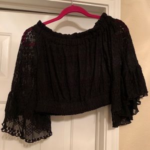 Sea Gypsies Black Lace Crop Top
